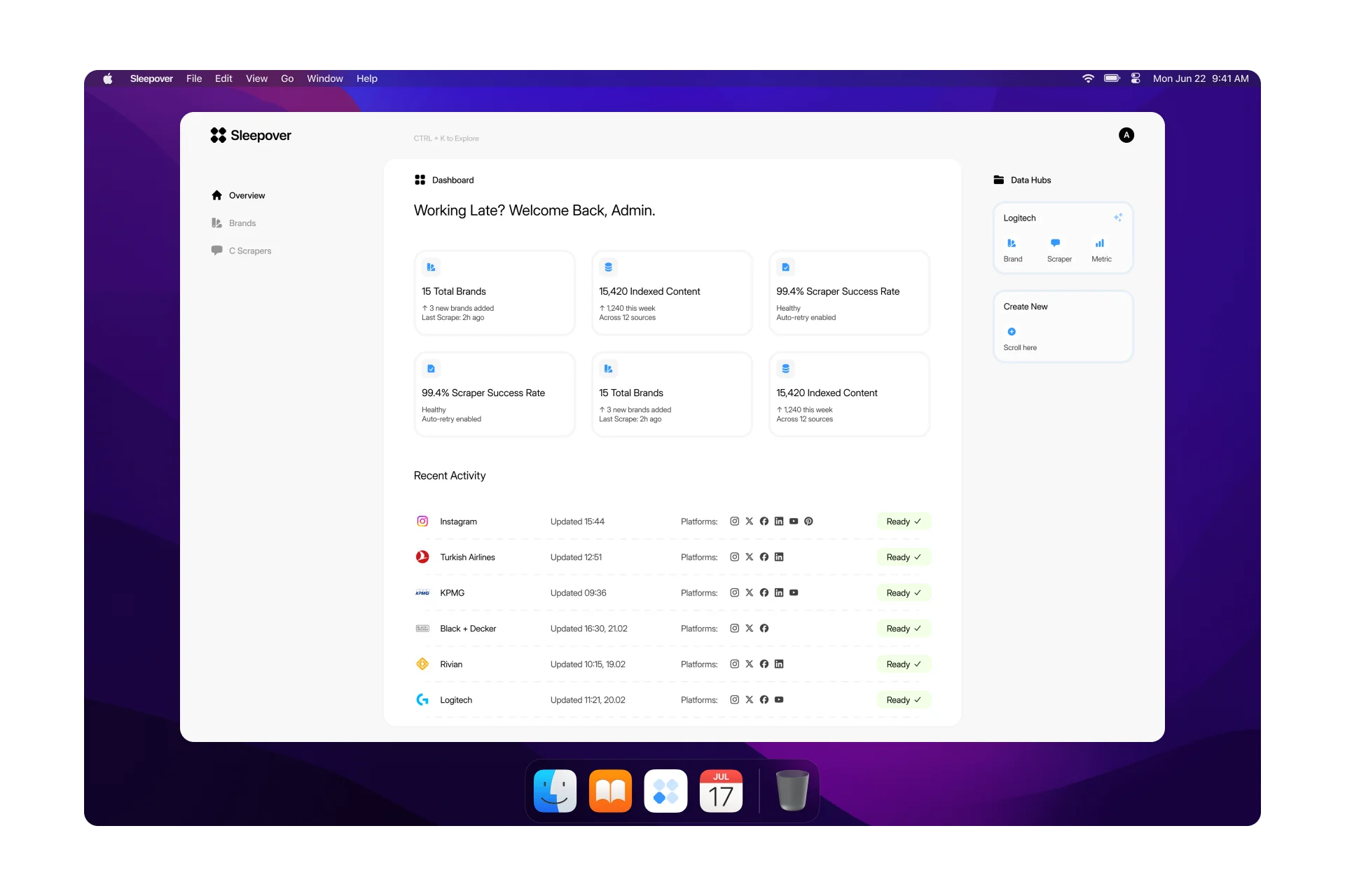 SLEEPOVER Social & Consumer Web App UX Design Preview 1